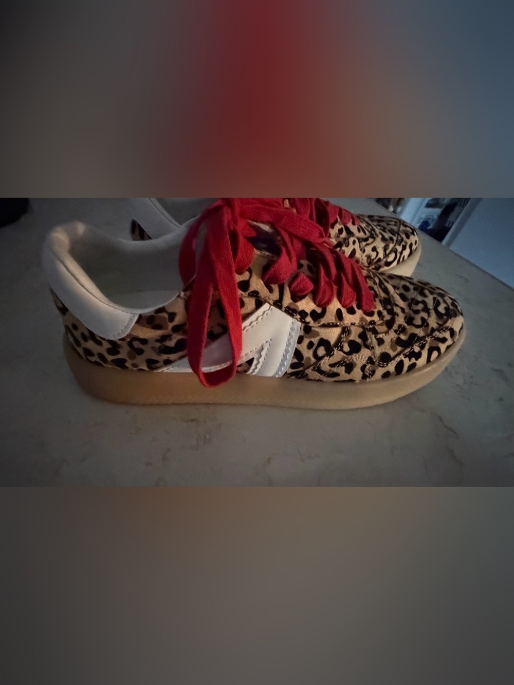 MIA Leopard Print Sneakers with Red Laces - Picture 3 of 4